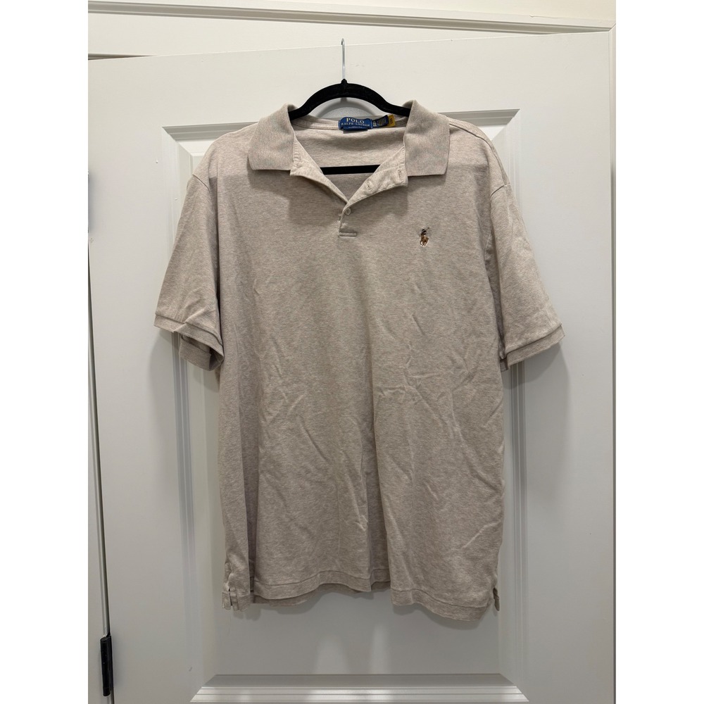 Polo Ralph Lauren Mens Classic Fit Polo Shirt Heather Beige Oatmeal XL Short Slv